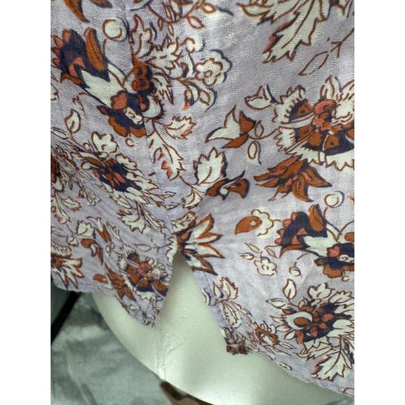 Veronica Beard Shirt Womens Medium Purple Floral Ruffle Long Sleeve Blouse - Picture 6 of 14